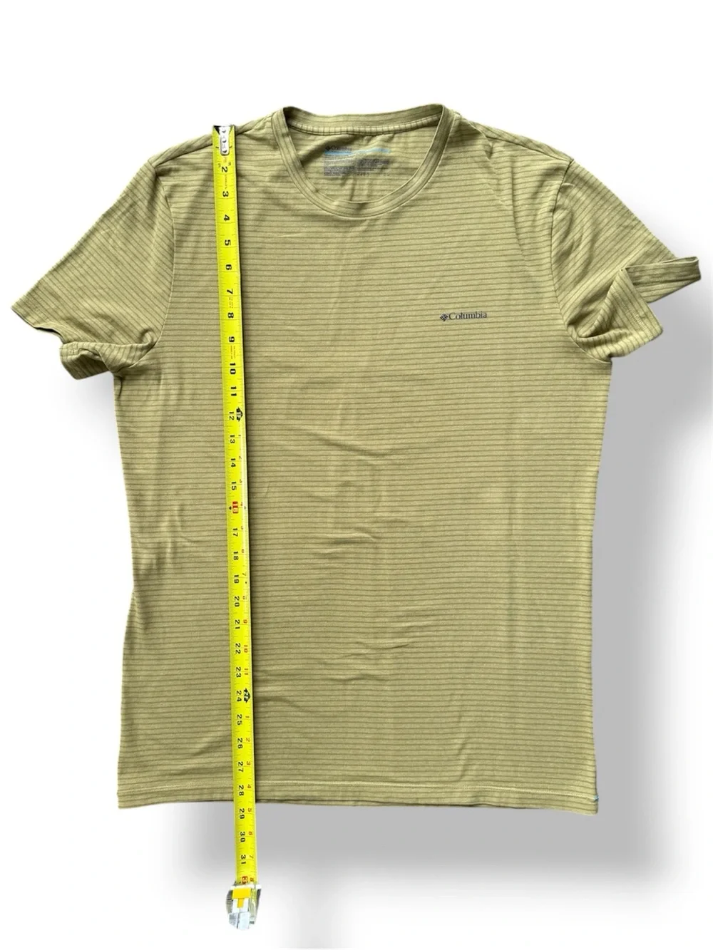 Columbia Men’s Large Olive Green Striped T-Shirt Short Sleeve Crew Neck Outdoor - Picture 4 of 6